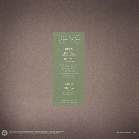 Rhye (Robin Hannibal & Mike Milosh) - The Fall EP