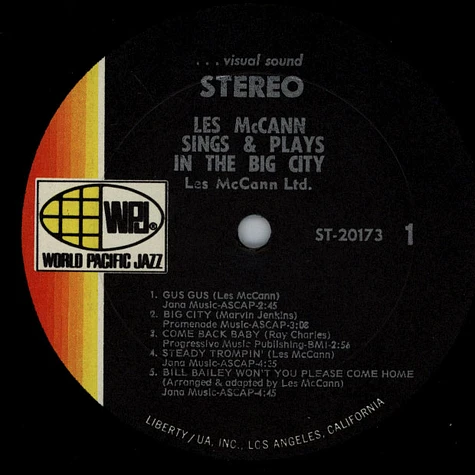 Les McCann Ltd. - New From The Big City Recorded Live In New York City