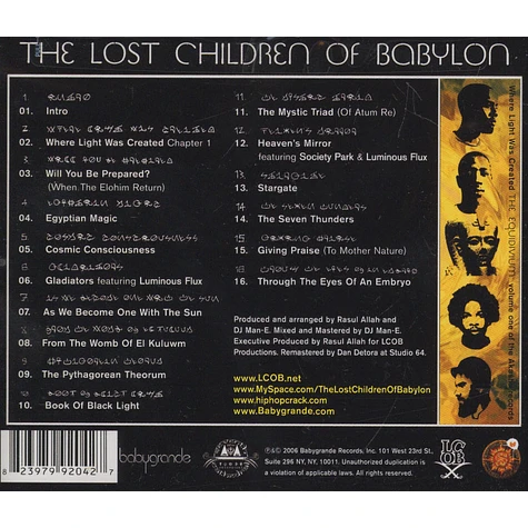 Lost Children Of Babylon - Where Light Was Created: The Equidivium