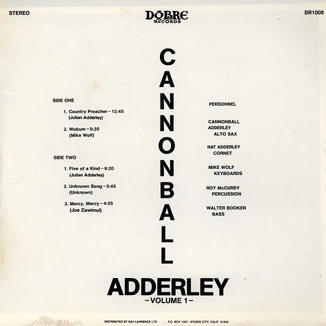 Cannonball Adderley - Cannonball - Volume One