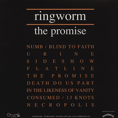 Ringworm - The Promise Orange Vinyl