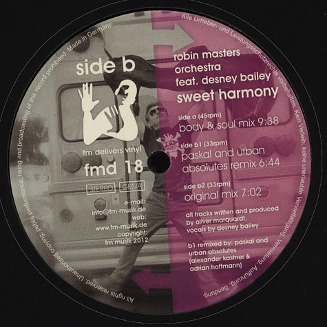 Robin Masters Orchestra Feat. Desney Baile - Sweet Harmony