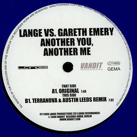 Lange vs. Gareth Emery - Another You, Another Me