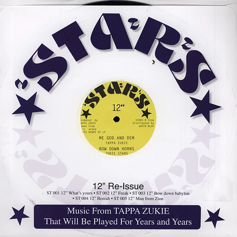Jr. Ross & The Spears / Tappa Zukie / Zukie Stars - Bow Down Babylon / Me God And Dem / Bow Down Horns