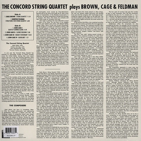 The Concord String Quartet - Plays Brown, Cage, & Feldman