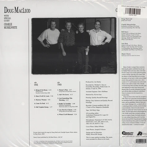 Doug Macleod - Come To Find 200g Vinyl Edition