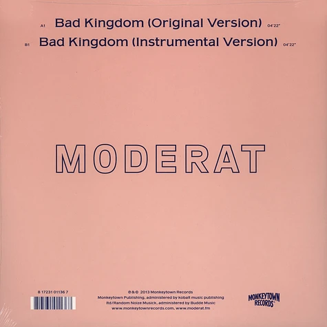 Moderat (Apparat & Modeselektor) - Bad Kingdom