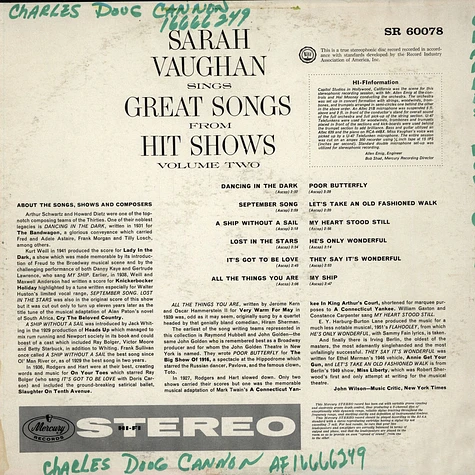 Sarah Vaughan - Great Songs From Hit Shows, Vol. 2