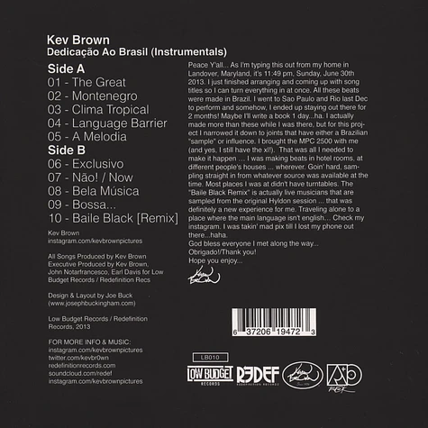 Kev Brown - Brazil Dedication Yellow Vinyl Edition
