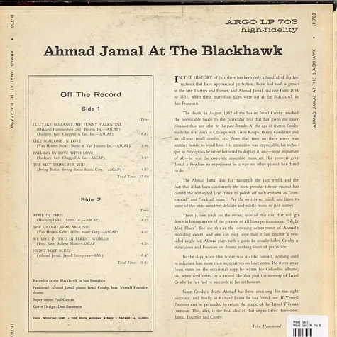 Ahmad Jamal - Ahmad Jamal At The Blackhawk