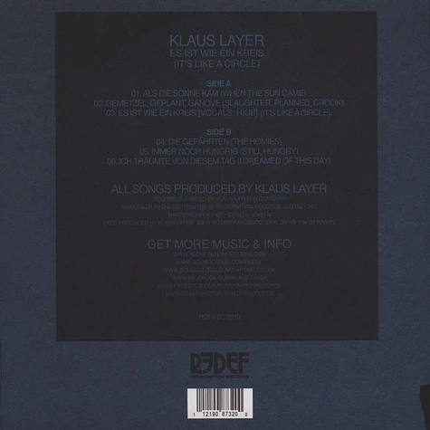 Klaus Layer - Es Ist Wie Ein Kreis (It's Like A Circle) Black Vinyl Edition