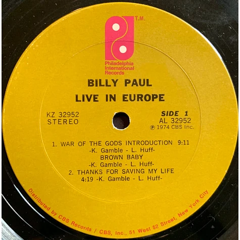 Billy Paul - Live In Europe