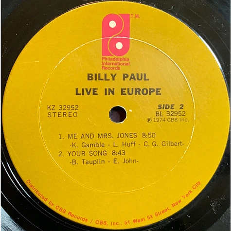 Billy Paul - Live In Europe