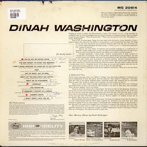 Dinah Washington - For Lonely Lovers