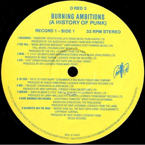 V.A. - Burning Ambitions: A History Of Punk