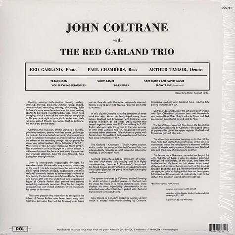 John Coltrane With Red Garland Trio - Traneing In / Trane Of August '57