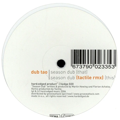 Dub Tao - Season Dub / Season Dub (Tactile Rmx)