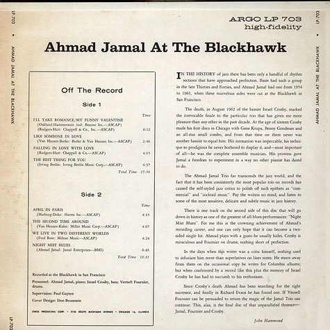 Ahmad Jamal - At The Blackhawk