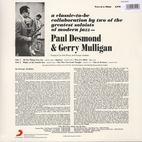 Paul Desmond & Gerry Mulligan - Two Of A Mind