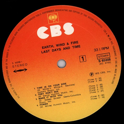Earth, Wind & Fire - Last Days And Time
