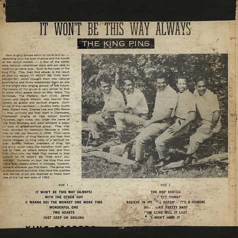 The King Pins - It Won't Be This Way Always
