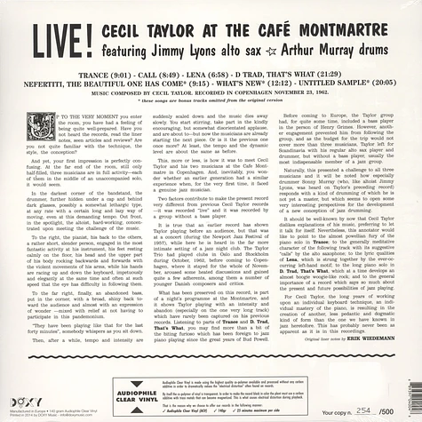 Cecil Taylor - Live At The Cafè Montmartre