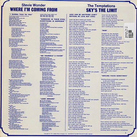 The Temptations / Stevie Wonder - Sky's The Limit / Where I'm Coming From
