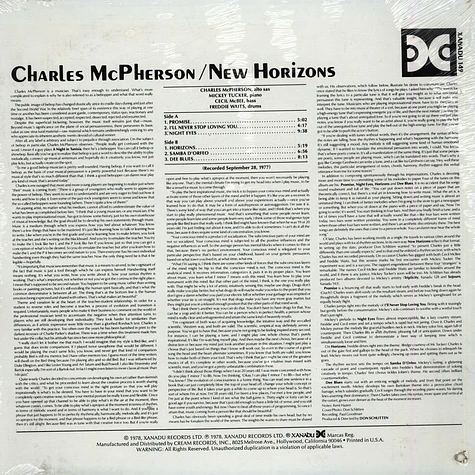 Charles McPherson - New Horizons
