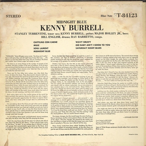 Kenny Burrell With Stanley Turrentine / Major Holley / Bill English / Ray Barretto - Midnight Blue