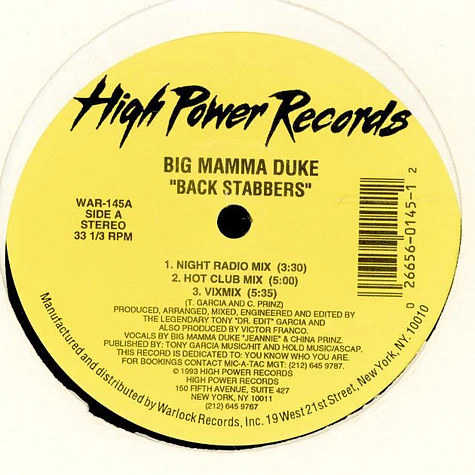 Big Mamma Duke - Back Stabbers