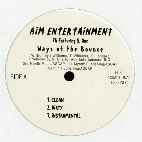 76 Featuring S. One / Gatman - Ways Of The Bounce / Didy Bop