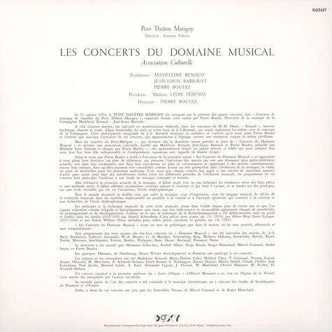 Webern / Nono / Stockhausen / Boulez - Le Concerts Du Domaine Musical 1956