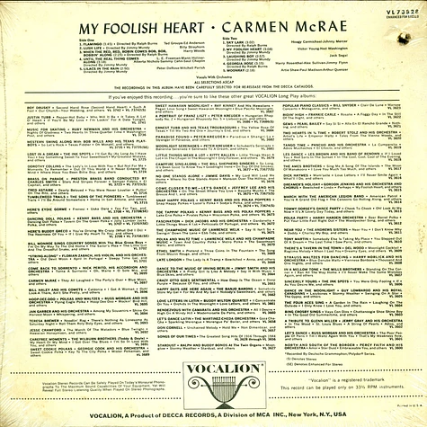 Carmen McRae - My Foolish Heart