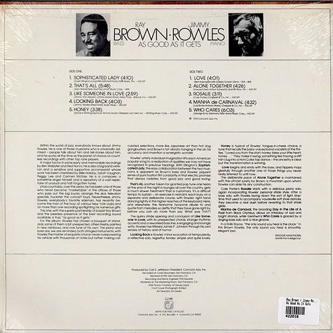 Ray Brown · Jimmy Rowles - As Good As It Gets