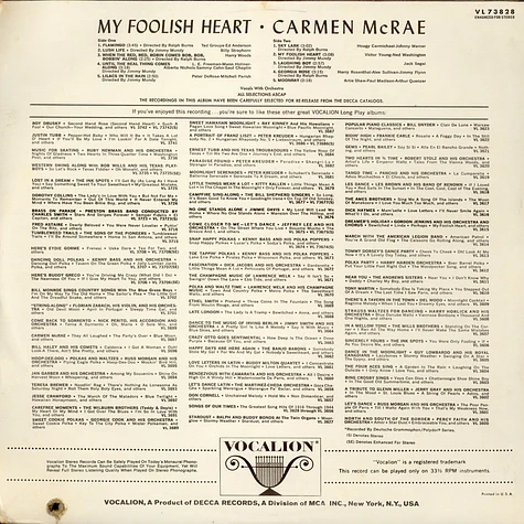 Carmen McRae - My Foolish Heart