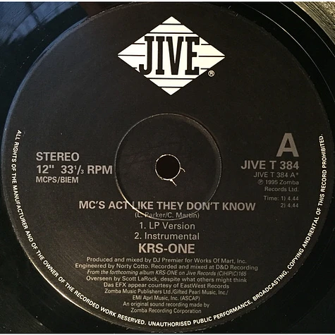 KRS-One - MC's Act Like They Don't Know