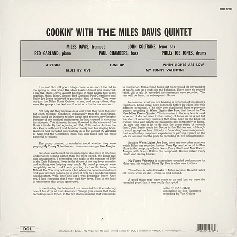 Miles Davis - Cookin' 180g Vinyl Edition