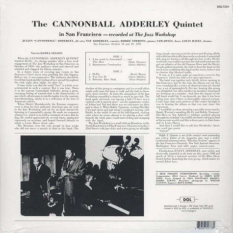 The Cannonball Adderley Quintet - The Cannonball Adderley Quintet In San Francisco 180g Vinyl Edition
