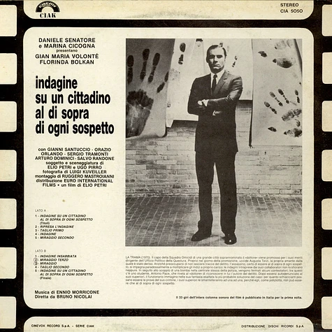 Ennio Morricone - Indagine Su Un Cittadino Al Di Sopra Di Ogni Sospetto (Colonna Sonora Originale Del Film)