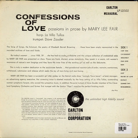 Mary Lee Fair - Confessions Of Love: Passions In Prose By Mary Lee Fair