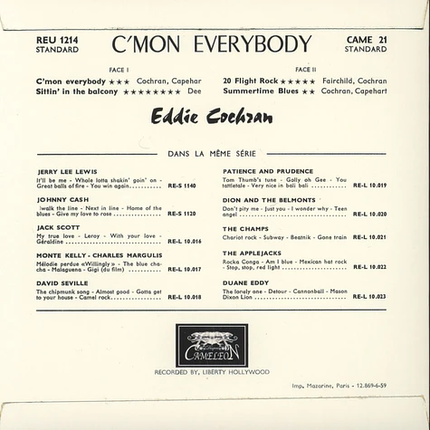 Eddie Cochran - C'mon Everybody / Sittin' In The Balcony