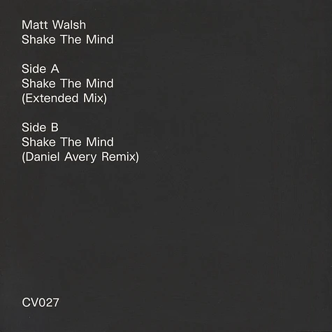 Matt Walsh - Shake The Mind EP Daniel Avery Remix
