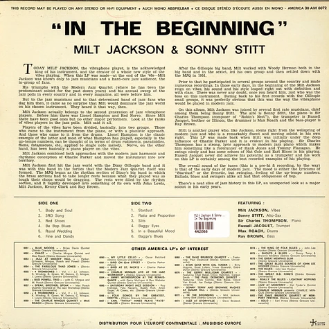 Milt Jackson & Sonny Stitt - In The Beginning