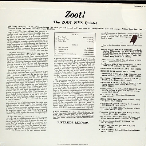 The Zoot Sims Quintet - Zoot!