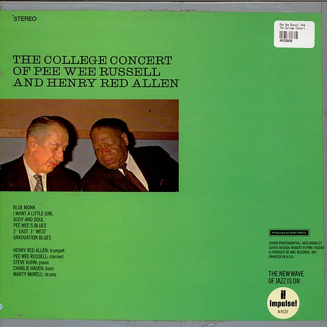 Pee Wee Russell And Henry "Red" Allen - The College Concert Of Pee Wee Russell And Henry Red Allen