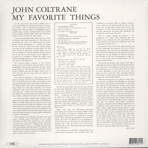John Coltrane - My Favorite Things 180g Vinyl Edition