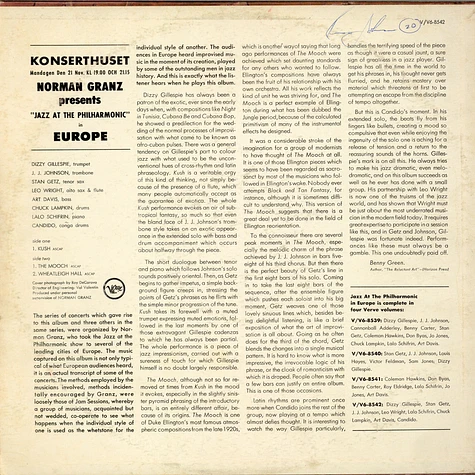 Dizzy Gillespie / J.J. Johnson / Stan Getz / Leo Wright / Art Davis / Chuck Lampkin / Lalo Schifrin / Candido - Jazz At The Philharmonic In Europe