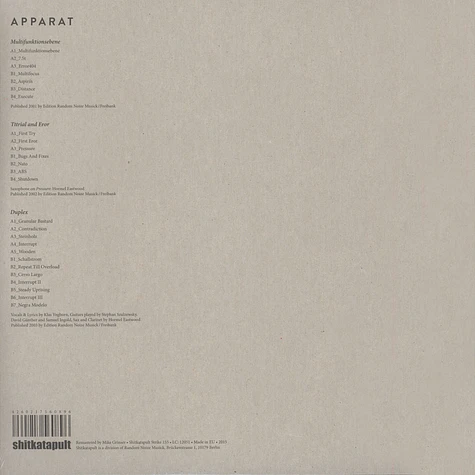 Apparat - Multifunktionsebene / Tttrial And Error / Duplex