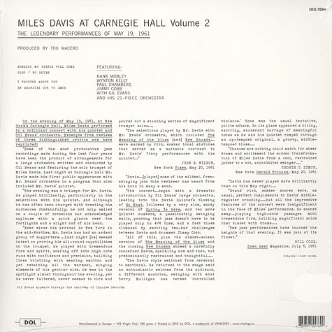 Miles Davis - At The Carnegie Hall Part Two 180g Vinyl Edition