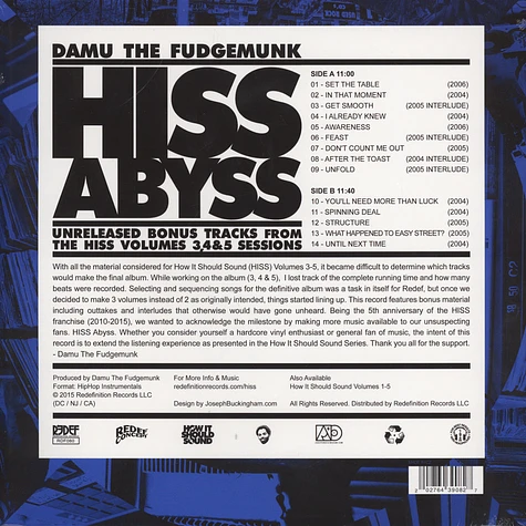 Damu The Fudgemunk - HISS Abyss: Unreleased Bonus Tracks From The HISS Volumes 3, 4 & 5 Sessions Vinyl Edition